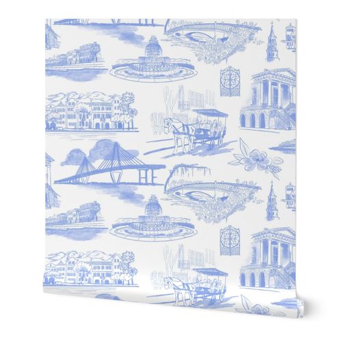 Charleston South Carolina Toile Light Blue
