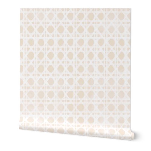 wicker lattice rattan watercolor on peach beige large scale