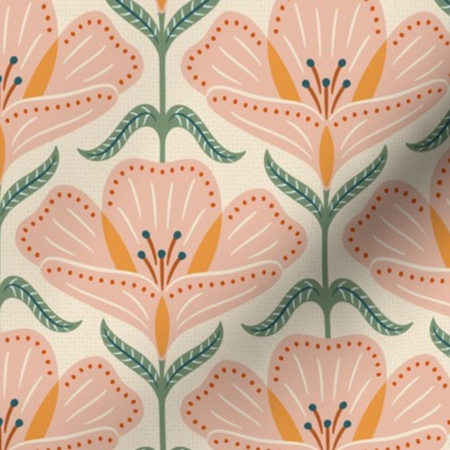 buttercup natural warm floral for autumn pink sage natural peach Fabric
