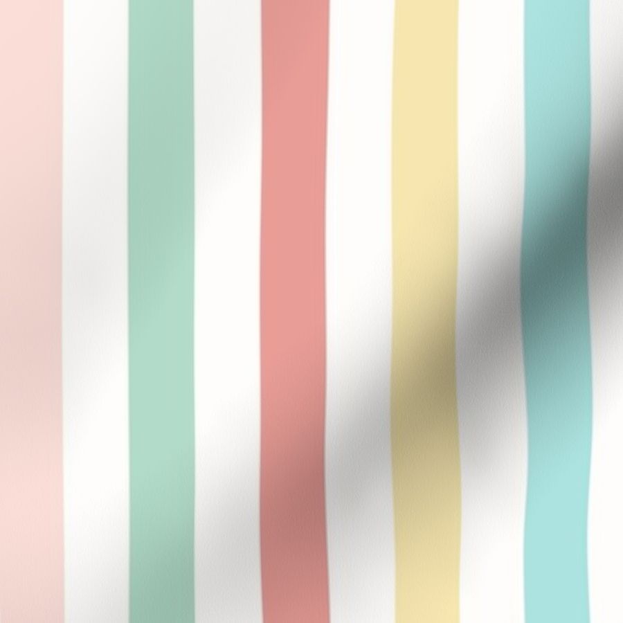 Vintage summer time - medium stripes - FABRIC Fabric