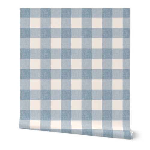 DUSTY BLUE LINEN TEXTURE GINGHAM _3in