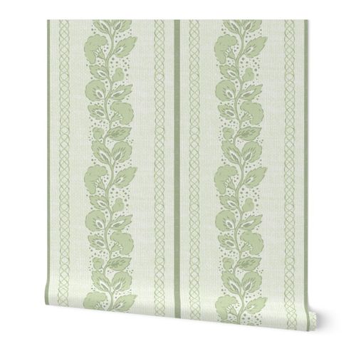 twisted floral vine stripe in sage green