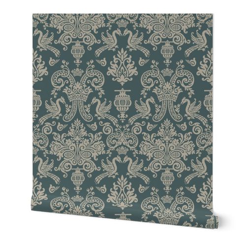 William Morris Style Wood Block Damask