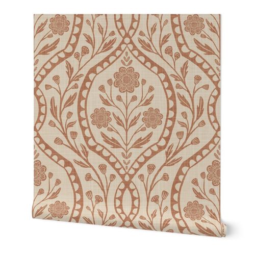 Terracotta Wildflower Damask