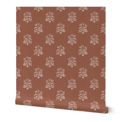 Vintage Folk Floral Boho Block Print