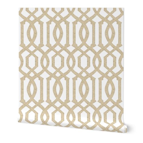 Victoria Trellis in Linen on White