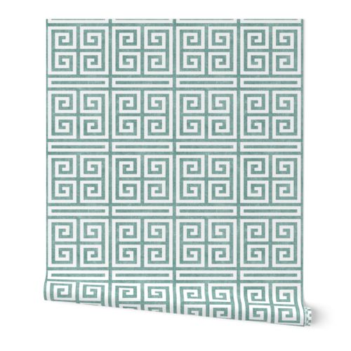 Greek key - dusty blue - LAD20