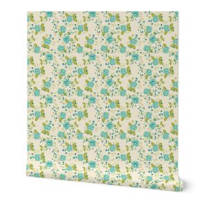 sweet blue and cream ditsy florals farmhouse cottage florals turquoise