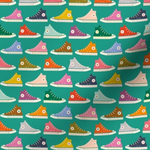 High Tops - Rainbow Colorful - Teal SM