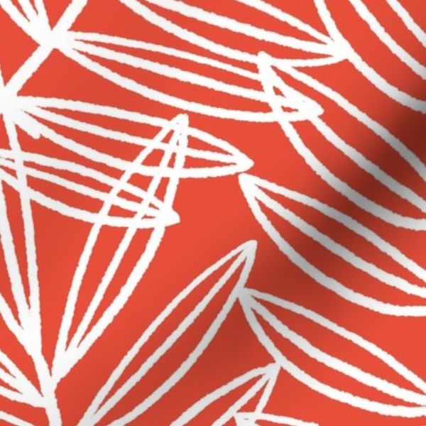 Coastal Palm Fronds in Nautical Red and White