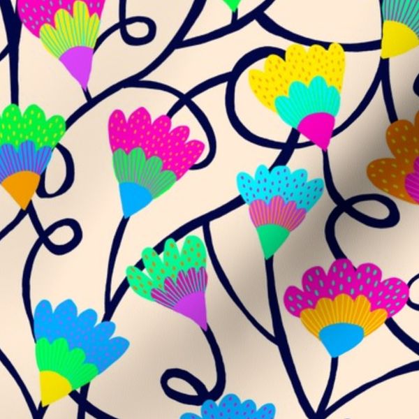 embellished flowers on a climbing vine cream