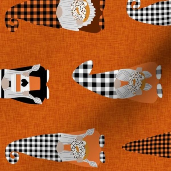 LARGE fall gnomes tomten pumpkin spice coffees and donuts buffalo plaid