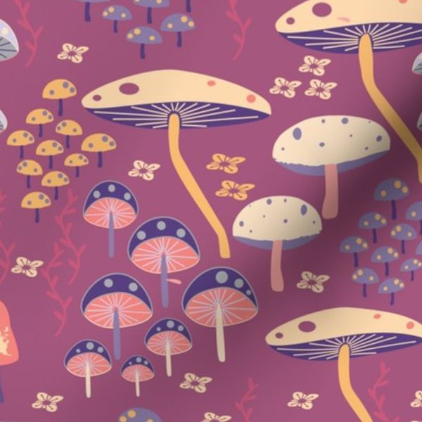 mushrooms on mauve