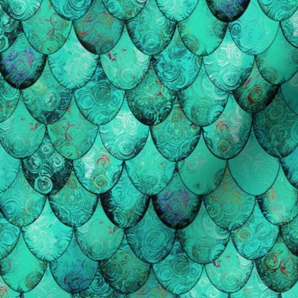 Bright turquoise mermaid scales by Su G SuSchaefer