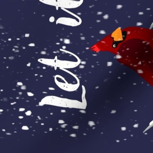 Red Cardinal Christmas Bird - Blue Tea Towel