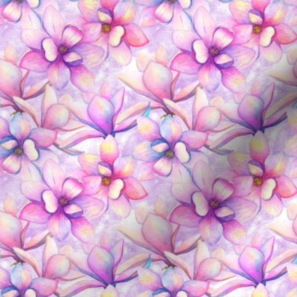 Small scale Watercolor beautiful purple magnolia flowers