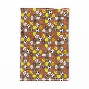sports Easter eggs fabric - kids easter fabric -brown
