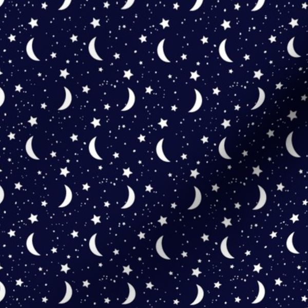 Moon & Stars - white on navy
