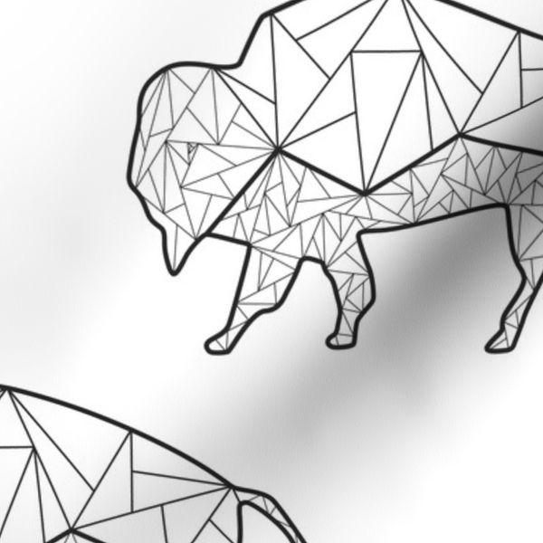 Geometric Bison on White - Large