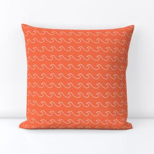 Ocean waves - surf wave fabric - nautical fabric -Orange