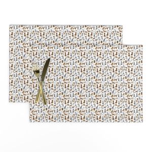 MINI dogs fabric - pet dog design cute hand drawn dog illustration fabric