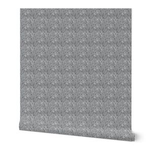 Tropical Palm Fronds in Charcoal on Light Grey - Small