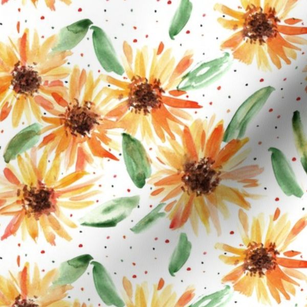 mexican sunflowers - watercolor blooming florals pa059