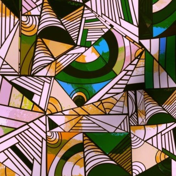 Colorful Lines and Shapes - Green Blue Orange