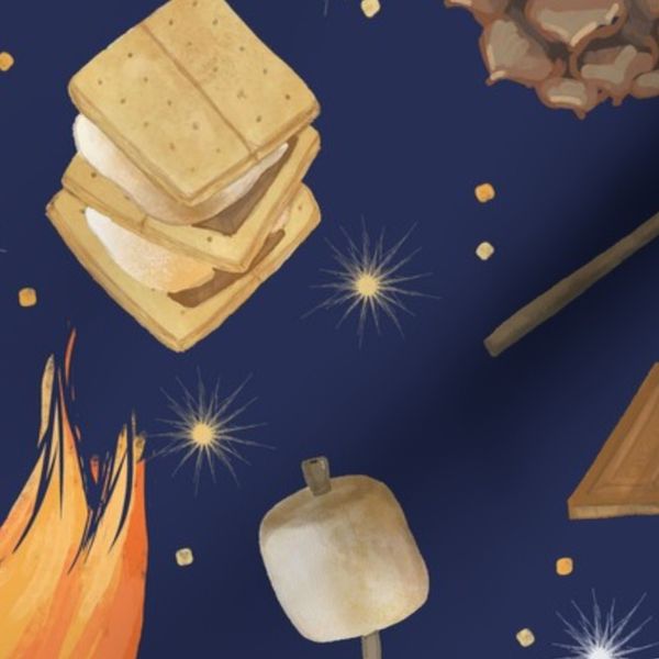 Campfire S'mores Dark Blue Under the Night Sky Extra Large scale
