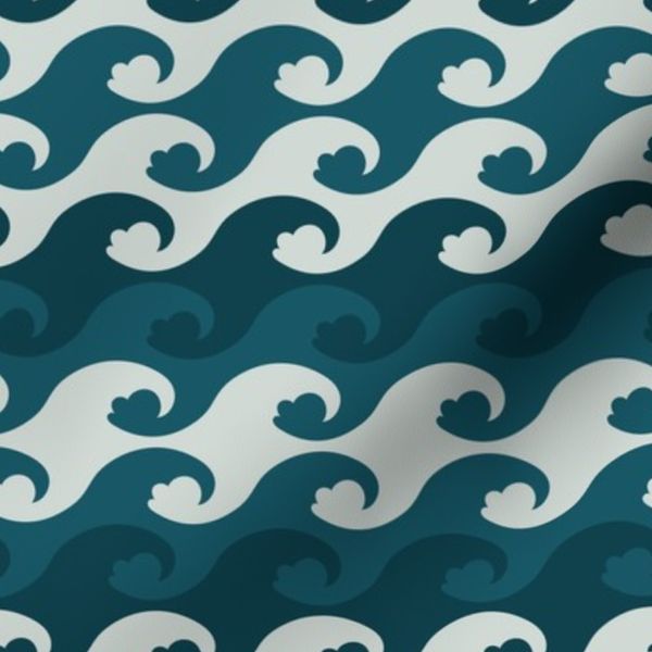 teal ocean waves by rysunki malunki
