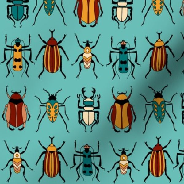 Tropical Beetles on Turquoise
