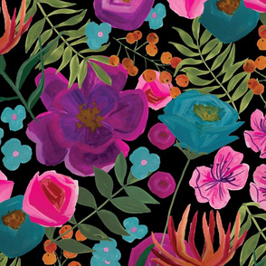 large gouache floral pattern