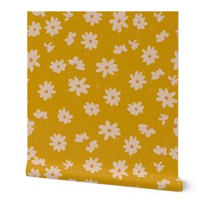 pretty daisy mustard on yellow distressed