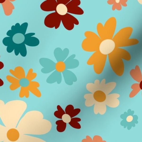 Groovy Floral Blue- Medium Scale