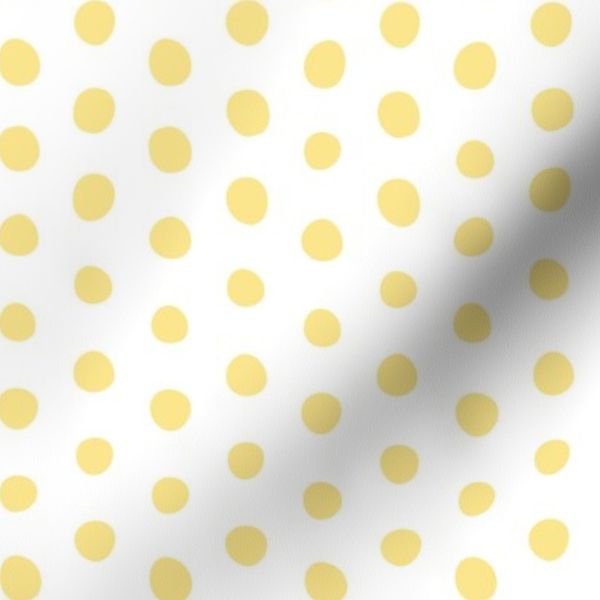 bohemian butter yellow crooked dots on white - dots fabric