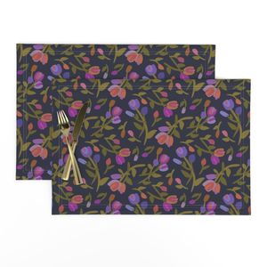 Stylized Tulips Navy