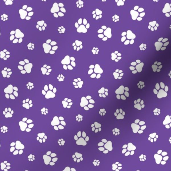 Paw Prints Purple and White