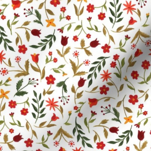 Floral Sprigs Acrylic on White Background