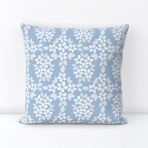 Sky Blue and White Cherry Blossom Floral Wallpaper