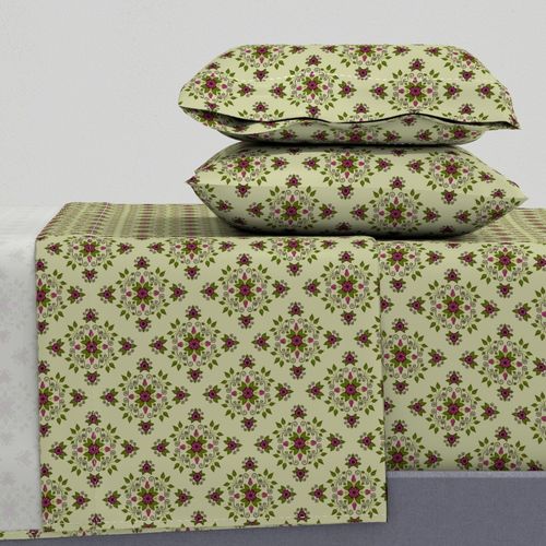 Damask Flowers Light Green