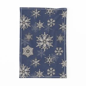 Vintage style snowflakes on blue - large