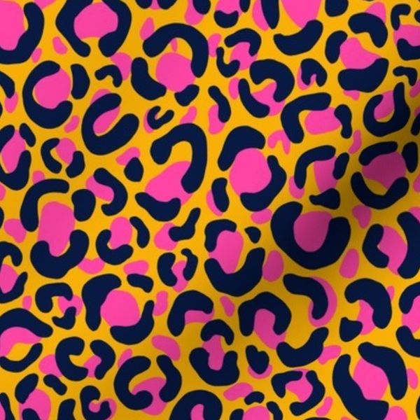 Animal print midnight blue hot pink marigold
