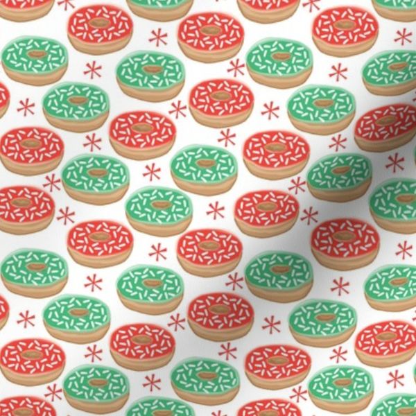 tiny red and green christmas donuts
