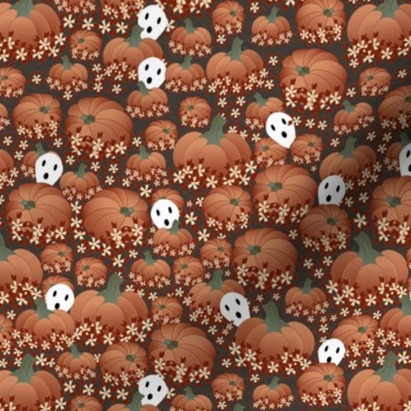 Custom-Halloween - Ghosts in the Pumpkin Patch with warm colors