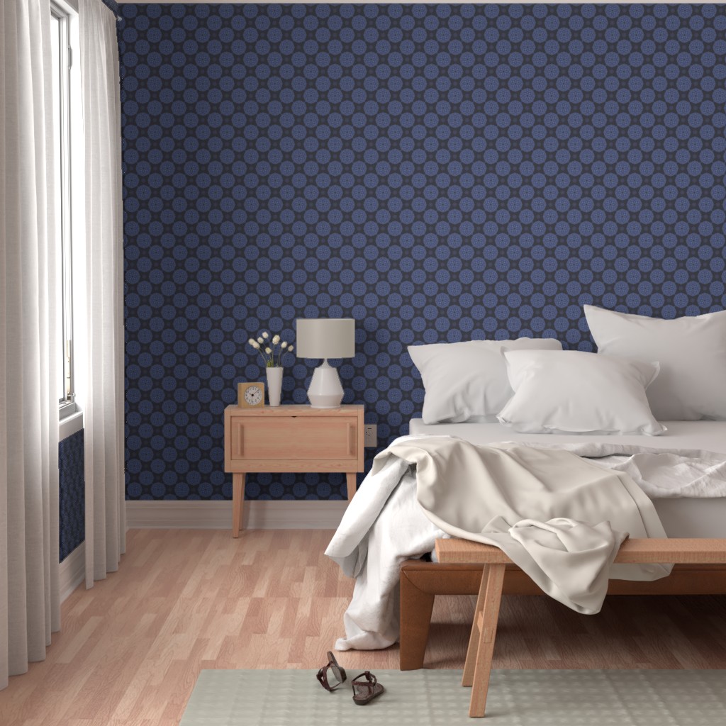 Bedroom with a bright window, bed and wood furniture with Peel and Stick wallpaper on the walls