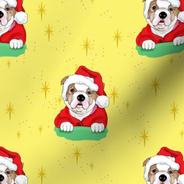 medium-Santa Bull Dog -on yellow