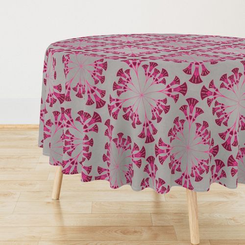 Pink Grey Wallpaper Large Horn Flowers Tile Peacock Magenta Garden Large