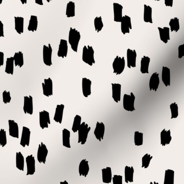 Messy dashes fun brush strokes minimalist retro confetti black on ivory