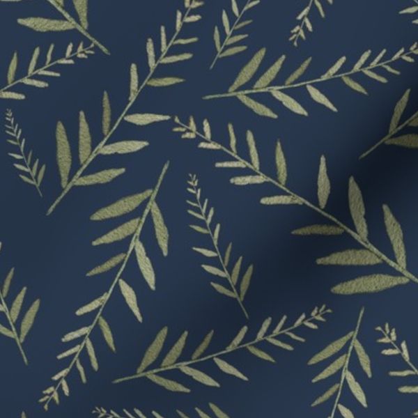 Silvery Ferns on Blue
