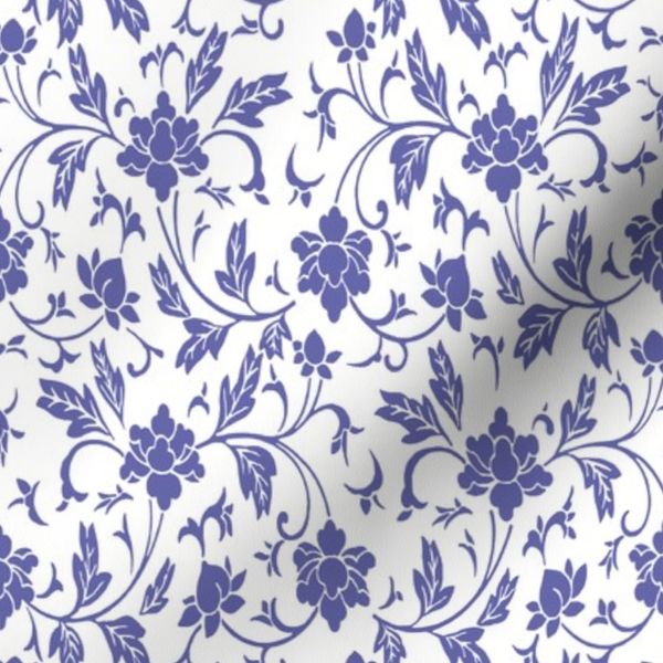 Vintage Floral Periwinkle white